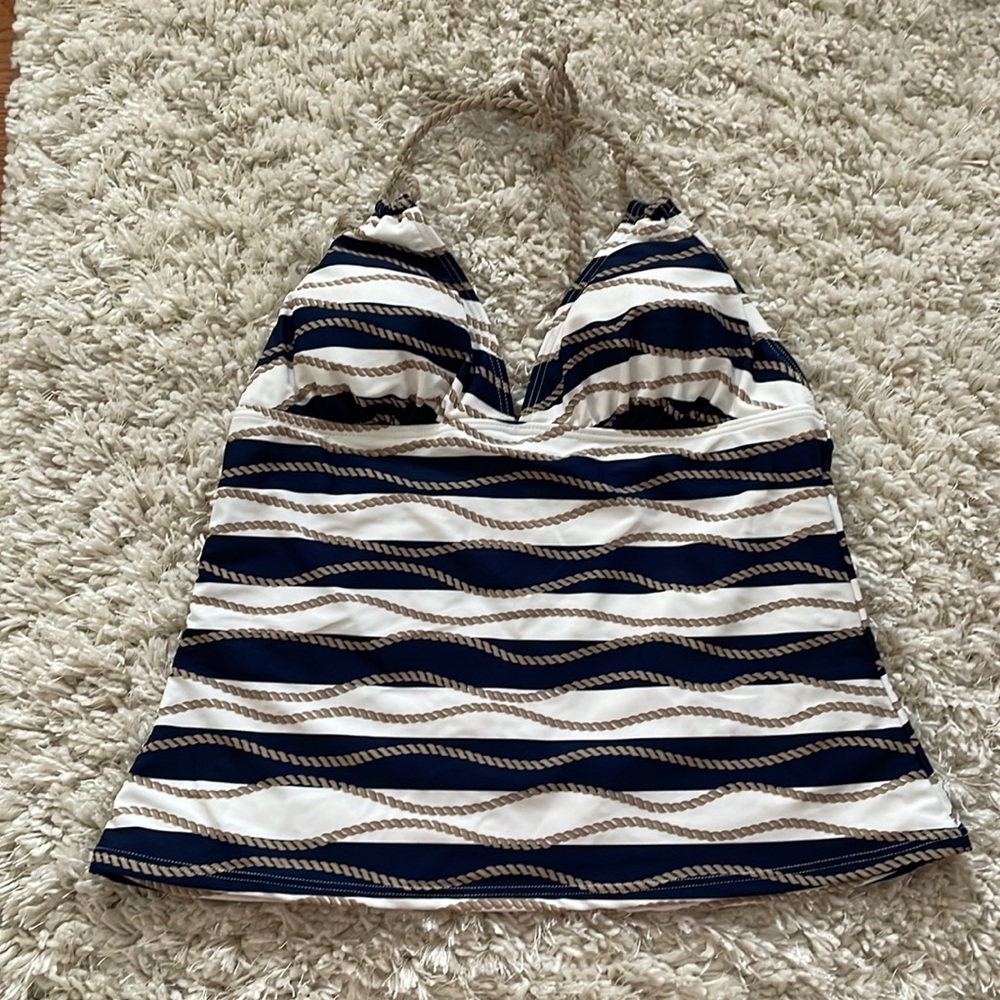 Nautical stripe tankini swim top